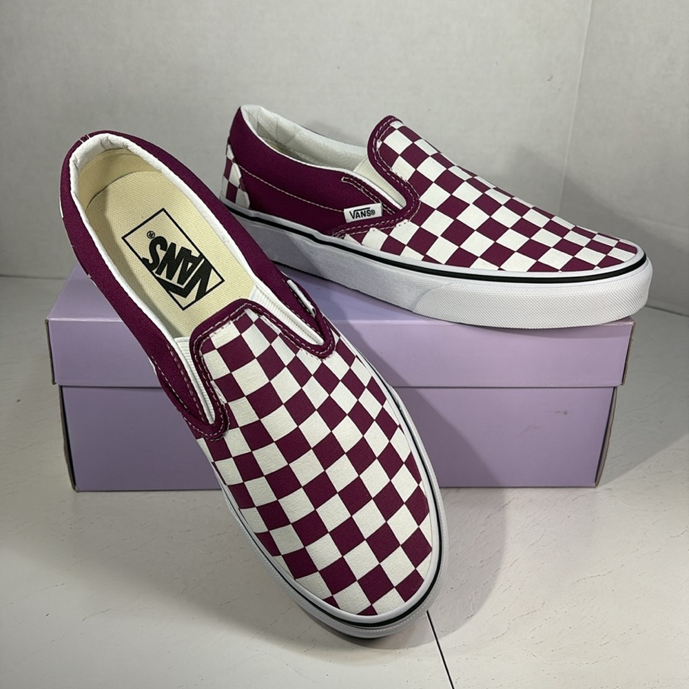 NWT Vans Classic Checkerboard Slip-On in Hot Purple Women’s 8 - Picture 4 of 10